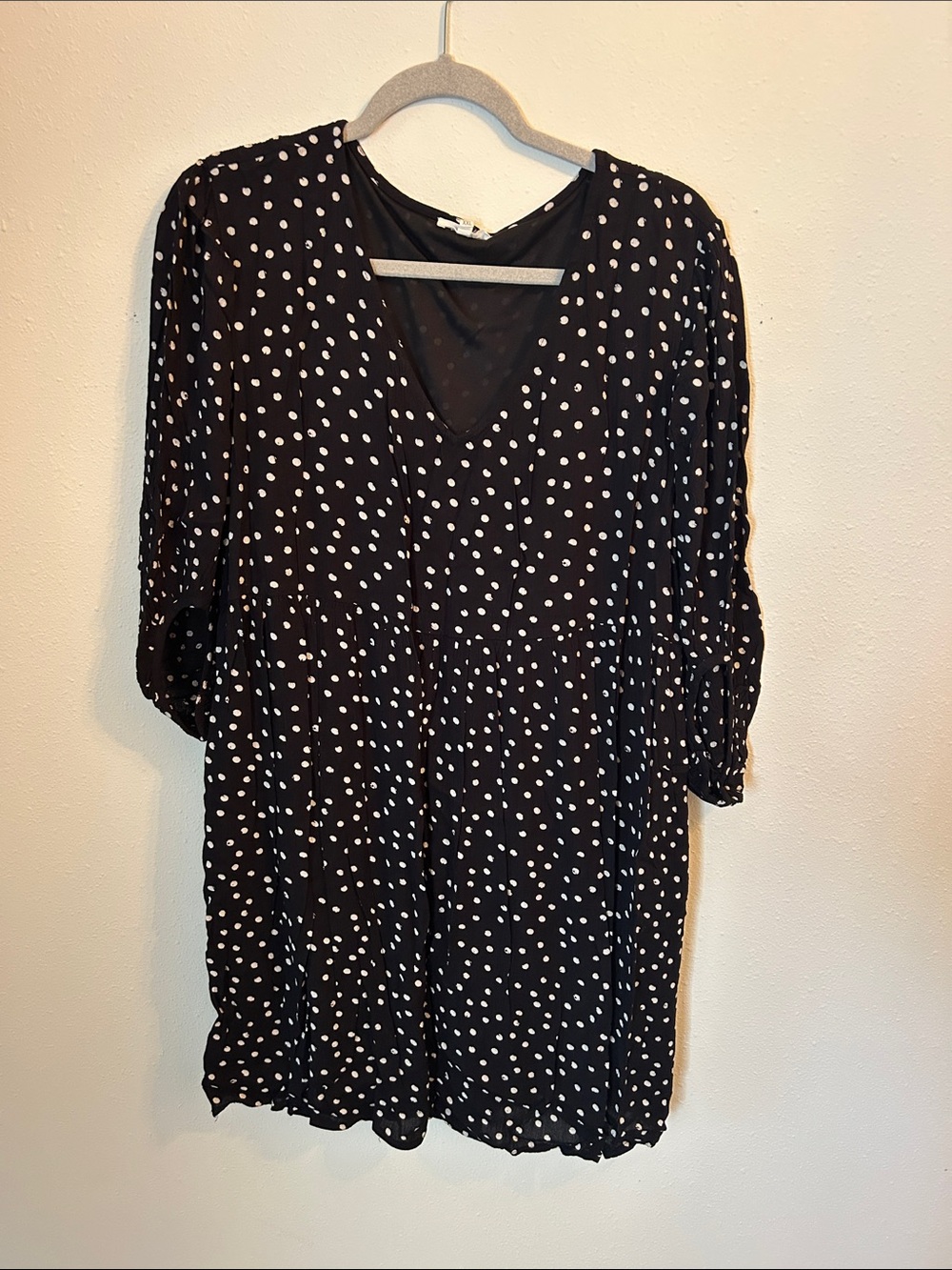 Maurices Black White Polka Dot V-Neck Tunic